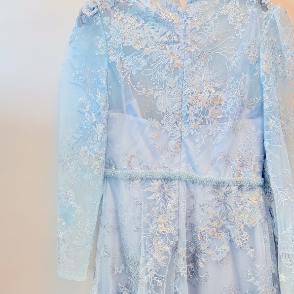 Mac Duggal Light Blue Floral Maxi Dress - Picture 12 of 12